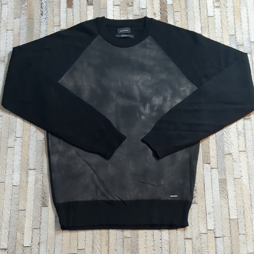Diesel Italian Yarn Long Sleeve Black Tie Dye Sweater